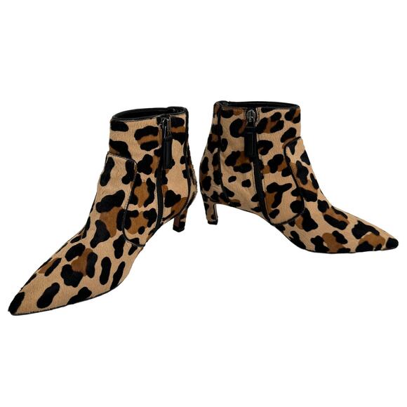 AQUATALIA Marilisa Leopard‎ Weatherproof Genuine Calf Hair Heel Bootie Size 6 - Picture 3 of 9